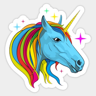 Blue unicorn. Unicorn head Sticker